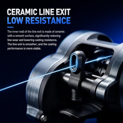 Round DC Baitcasting Reel, Digital Control Anti-Backlash with Signature DC Sound, 7.1:1 Gear Ratio, 17.6LB Drag for Bass Freshwater - color: Right Handed