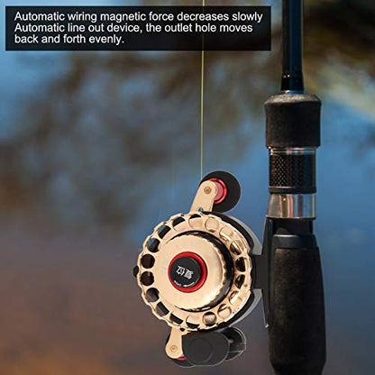 Inline Ice Fishing Reel, All Metal Fishing Wheel 3.6:1 Positioning with Magnetic Automatic Line Out Device for Raft, Lake, Sea, Rock Fishing - size: Left Hand