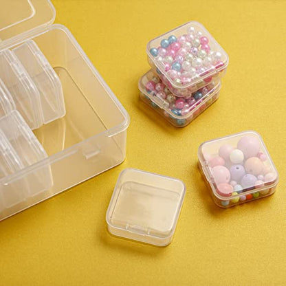 Mathtoxyz Small Bead Organizers, 45 Pieces Plastic Storage Cases Mini Clear Bead Storage Containers Transparent Boxes with Hinged Lid and Rectangle Clear Craft Supply Case - color: Clear - 3P
