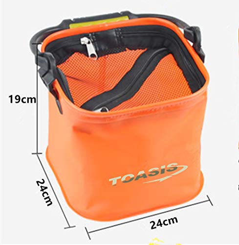 Toasis Live Fishing Bait Bucket 11L 2.9Gal EVA Fish Bucket - color: Orange