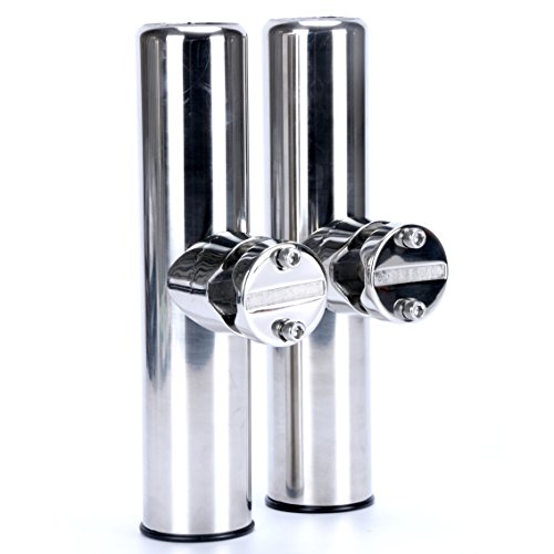 Amarine Made Boat 4pcs Fishing Rod Holder, Stainless Rail Mount Clamp on Rod Holder, Adjustable Fishing Pole Holder for Rails 7/8" to 1"