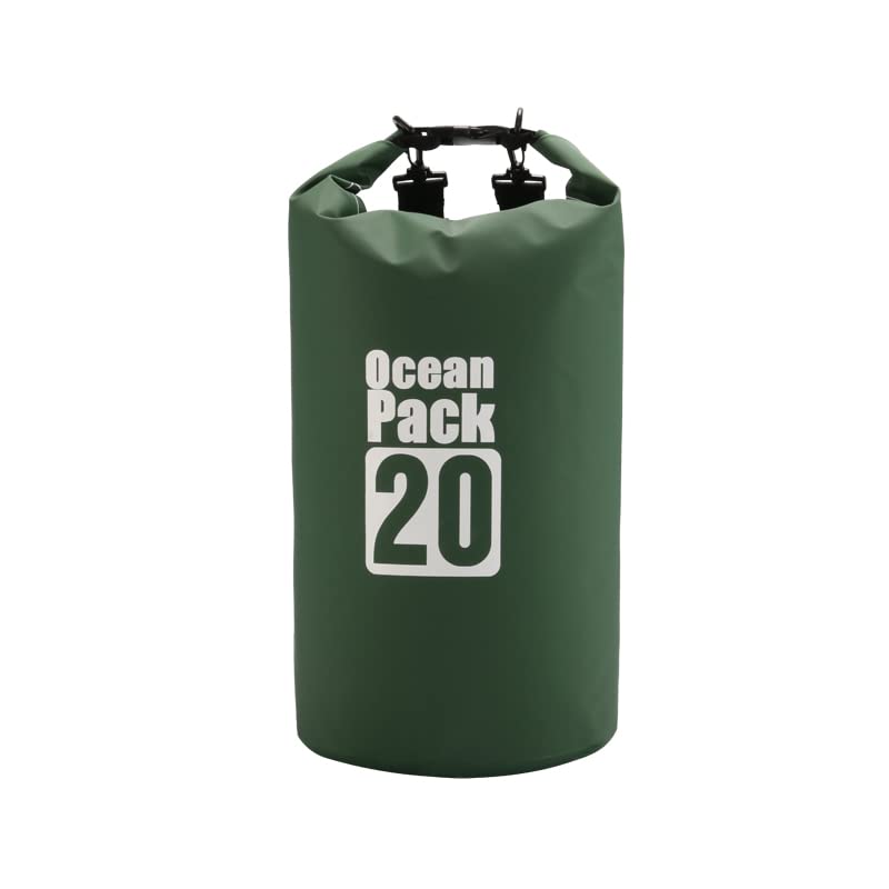 Dry Sack/Floating Waterproof Bag 2L/5L/10L/20L/30L for Boating, Kayaking, Hiking, Snowboarding, Camping, Rafting, Fishing and Backpacking - color: Dark Green, size: 20L