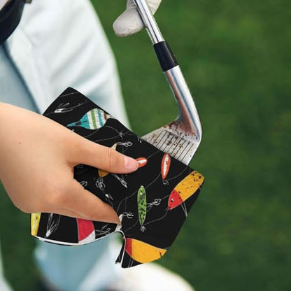 Fishing Lure Golf Towel 16" X 24" with Clip Golfer Bags Accessories Gifts - color: Fishing Lure