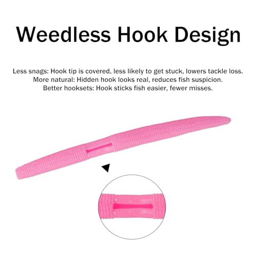Soft Plastic Worms for Bass Fishing 20pcs FS/RE-09 | Salted ,Soft Plastic ,Fishing Lures ,with Hook Slot ,5.31in ,Saltwater Freshwater ,Bass Baits - color: Color H