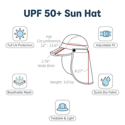 Men Women Safari Fishing Sun Cap with Removable Neck Flap UPF 50+ UV Protection Quick Dry Breathable Hats - color: Pink