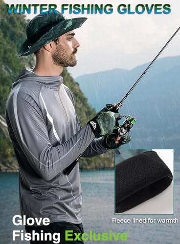 SUJAYU Fishing Gloves Men & Women, Ice Fishing Gear Hunting Gloves for Men Cold Weather, Kayak Gloves Fly Fishing Gear Cold Weather Hunting Gear - color: Black, size: Medium