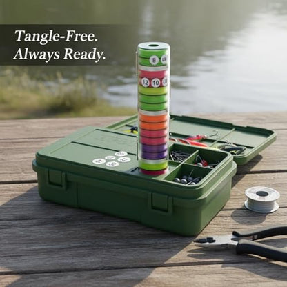 Silicone Fishing Line Spool Organizer Box with Number Stickers for Tackle Storage and Gear Organization - size: 9.25 x 2.44 x 0.47 in