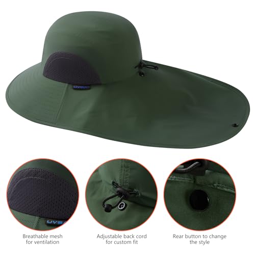 UPF 50+ Foldable Sun Hats Wide Brim with Large Neck Flap for Men Women UV Protection Gardening Fishing Beach Hat - color: Green