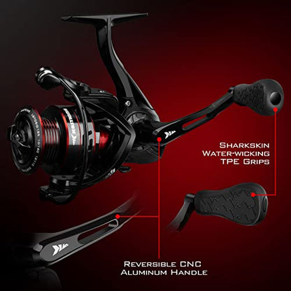 KastKing Royale Legend Fishing Reel - 5.2:1/6.2:1 Gear Ratio Spinning Reel, Up to 22 Lbs of Carbon Drag, 5+1/7+1 Stainless Steel Ball Bearings, Graphite Frame, Asymmetric Spinning Reel Rotor Design - color: Black- 5.2:1- Royale Legend II, size: 4000