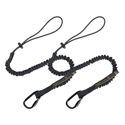 TRSMIMA Safety Tether Lanyard Tool - 2 Pack Fall Protection Retractable Lanyard with Single Aluminum Screw Lock Carabiner Metal Buckle Adjustable Loop End Maximum Weight Limit 9KG - size: 2-pack