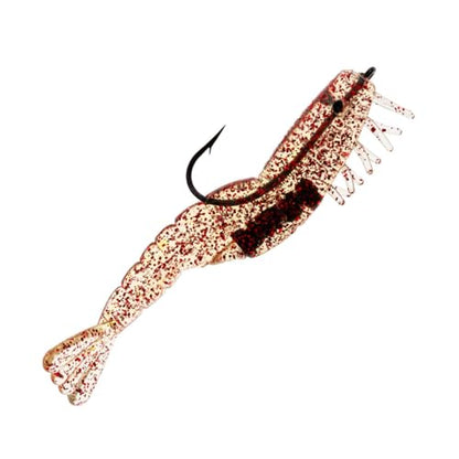 Charlie's Worms Soft Plastic Shrimp - Scented Fishing Bait - 3pk - color: Clear Red Glitter