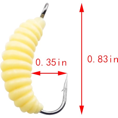 ZCZQC 30PCS Fishing Maggot Bait Set Mealworm Bait Assorted Colours Hooks and Worms Boxed 0.83in for Crab Trout Blue Gill Bass Freshwater Bait Kit