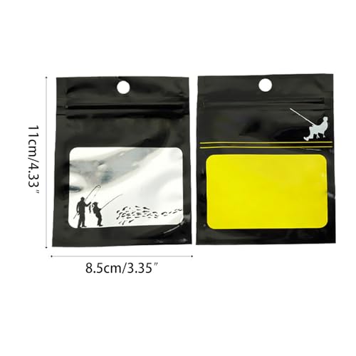 MiOYOOW Plastic Fishing Bait Bag, 50PCS Clear Lure Packaging Bags Reusable Soft Bait Storage Organizer with Self-Sealing Opening for Lures Baits Hooks Swivels Spoons
