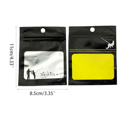 MiOYOOW Plastic Fishing Bait Bag, 50PCS Clear Lure Packaging Bags Reusable Soft Bait Storage Organizer with Self-Sealing Opening for Lures Baits Hooks Swivels Spoons
