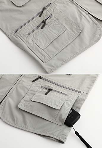 Spanye Mens Fishing Vest Multi Pocket Vests Safari Travel Photo Work Jacket Alive Outerwear - color: Beige, size: Medium