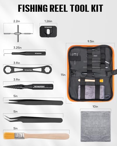 THKFISH Fishing Reel Maintenance Kit, Reel Repair Tool Kit, Fishing Reel Cleaning Set with Spool Pin Remover and 28 in 1 Screwdriver or 38 in 1 Electric Screwdriver - color: Black-Electric screwdriver