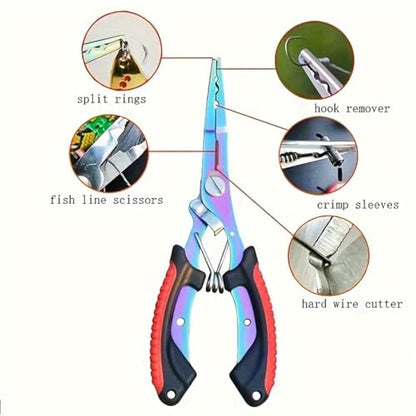 Saltwater Fishing Pliers, Split Ring Pliers with Safety Lock, with Sheath and Lanyard Blue - color: Blue