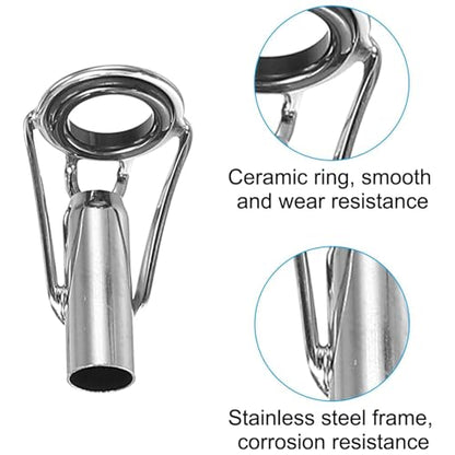 50 Pieces Fishing Rod Tip Repair Kit Rod Tips Kit Replacement for Freshwater Saltwater Rods Stainless Steel Ceramic Ring Guide Replacement Kit