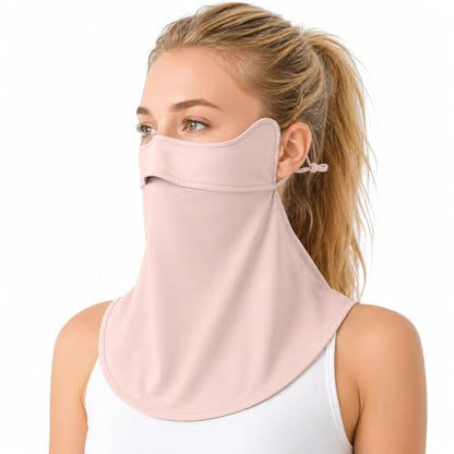 Face Cover for Sun Protection UPF 50+ UV Face Mask, UV Face Shield for Golf, Hiking Fishing & Outdoors Breathable - color: Pink-half