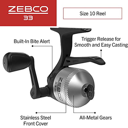 Zebco 33 Spincast Fishing Reel, Right or Left-Hand Retrieve, Pre-Spooled with Zebco Cajun Line - size: 10