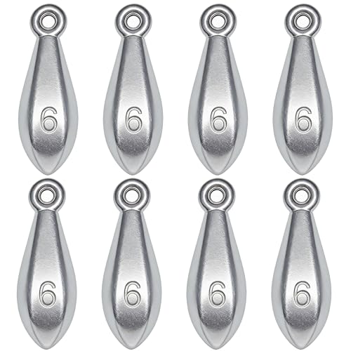 Fishing Weights Sinkers Bank Sinkers Bullet Weights for Surf Fishing Pier Bank Fishing Saltwater Fishing Gear 1oz to 8oz - size: 6 Ounce-8pcs