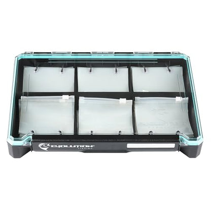 Evolution Fishing BallistiX Blade Runner Tackle Tray - Waterproof, Spinnerbait & Buzzbait Storage, 30 Rust-Resistant Baggies, 6 Sections, Fits 3700 Tackle Box, QuikLatch