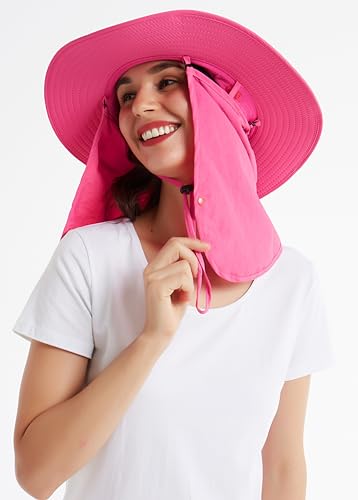 DDYOUTDOOR™ 07-281 Fashion Summer Outdoor Sun Protection Fishing Cap Neck Face Flap Hat Wide Brim - color: Rose Red
