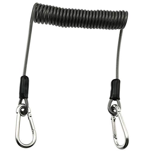 Fishing Coiled Lanyard Stainless Steel Wire Lost Hand Rope Telescopic Rope Hook Loss Prevention Fishing Accessories Tools for Mountaineering, Fishing, Boating, Hiking, Camping and Hunting