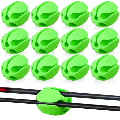 Blueweenly 12 Pcs Portable Silicone Fishing Pole Rod Holder Clips Fixed Ball 5 Holes Multifunctional Rubber Fishing Pole Puller Clips Bike Rod Holder Straps for Travel Ground Car Bike - color: Green