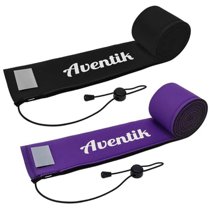 Aventik Lightproof Neoprene Rod Sleeve – Protective Fishing Rod Sock Cover with Hanging Loop & Adjustable Lanyard for Casting, Spinning & Trolling Rods - color: Black+Purple, size: Length: 52''/1.32m