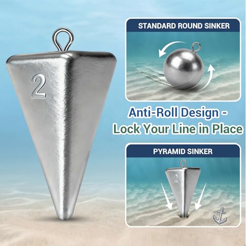 Fishing Weights Pyramid Sinkers Kit Bullet Fishing Weights Sinkers for Ocean Saltwater Surf Fishing Gear Tackle 1oz 2oz 3oz 4oz - color: 2oz-10pcs
