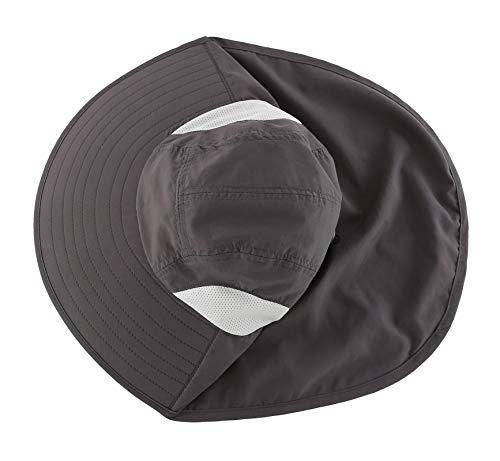 Connectyle Kids Large Brim UV Protection Sun Hat with Neck Flap Mesh Fishing Cap - color: Dark Grey