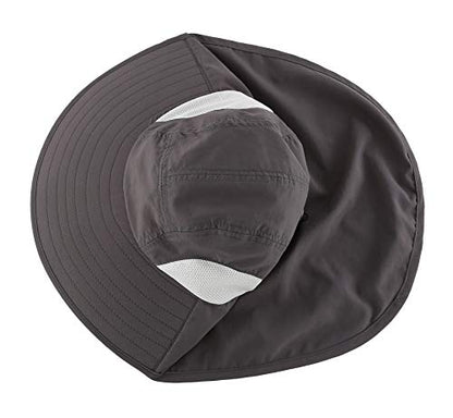 Connectyle Kids Large Brim UV Protection Sun Hat with Neck Flap Mesh Fishing Cap - color: Dark Grey