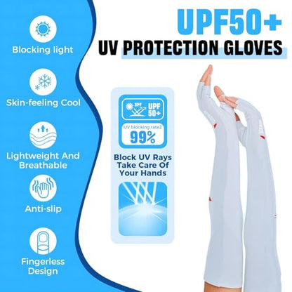 UV Protection Gloves - Non Slip Sunblock Gloves for Summer Outdoor Fishing & Driving - color: 2pairs White