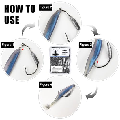 Weighted Swimbait Hooks,Weedless Fishing Jig Heads with Twist Lock,for Soft Plastic Worm Saltwater Freshwater Fishing Hooks