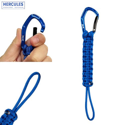 HERCULES Paracord Keychain Set – 2 Pack Lanyard Rope with Aluminum Clip, Durable Paracord Wrist Strap for Outdoor Activities, Royal Blue - style: Royal Blue