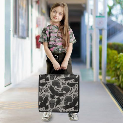 Gothic Halloween Bird Skull Zipper Binder Bag 3 Ring with Shoulder Strap Zippered Binder Fits 13 Inch Laptop File Folder Document Organizer for College Office Supplies - color: Gothic Bird Skull