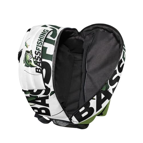 Pfrewn Largemouth Bass Fishing Backpack for Boys Men Travel Laptop Backpack Daypack Bag 17 Inch - color: Bass Fishing, size: 12x7.3x16.9in