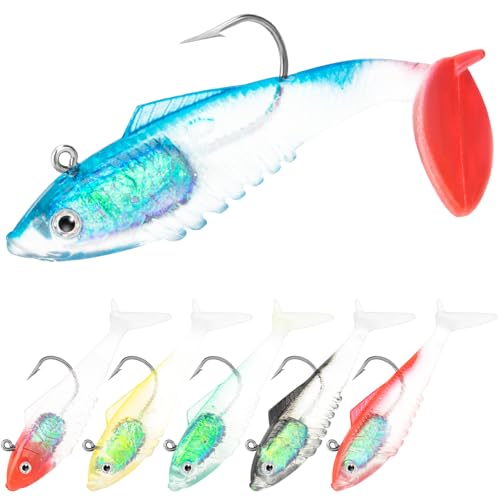 Syosisny 6-Piece Soft Fishing Lure Set, Realistic Bionic Swimbait for Bass, Trout, Saltwater & Freshwater Fishing Lures, Durable Fishing Gear Accessories - size: 3.15