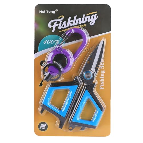 Professional Fishing Scissors With Bottle Opener Titanium Coated Serrated Blades Cut PE Mono Fluorocarbon Lines Non-Slip Soft Grip Multi-Purpose Fishing Tool