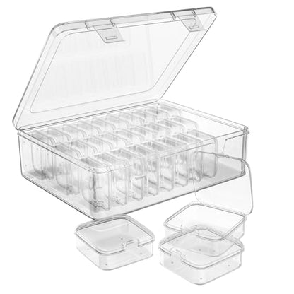 Bead Organizer Box, 30pcs Small Clear Plastic Storage Containers, Craft Storage Box Features Hinged Lid and Labels, Mini Boxes for Bracelets, Jewelry, Diamonds, Clay Beads, Screws, Seeds, Small Parts - style: 30 grids5.5