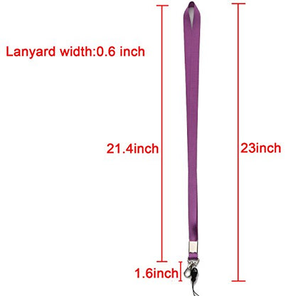 2Pack Horizontal ID Badge Holders with Neck Lanyards with Clip,Purple,Grey | Lightweight,Clear Holders,for Office etc - color: Grey&purple