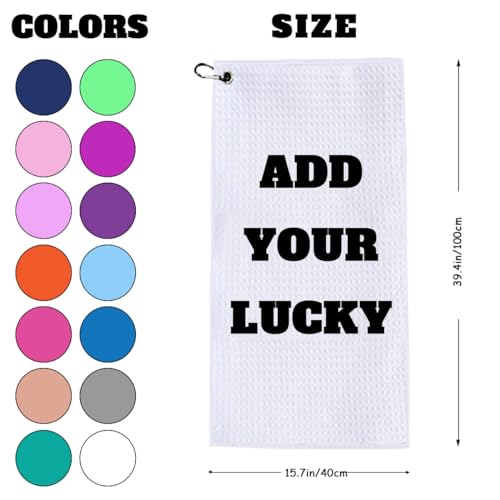 Personalized Custom Golf Towel Large 16"x40" 1 2 3 4 6 8 Pack/PC in Bluk,Customize Logo Photo Text Golf Towels Long with Hook Clip for Men Women,Funny 2025 Golfing Gift for Team Golfers Fans - size: 15.7-inch x 39.4-inch