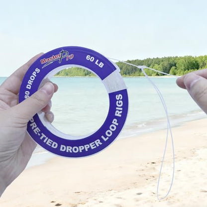 MASTERPRO Pre-Tied Dropper Loop Rigs, Fishing Line Spool 10LB 15LB 20LB 30LB 40LB 50LB 60LB 80LB 100LB, Suitable for Saltwater Freshwater Fishing - size: big bobbin-20LB