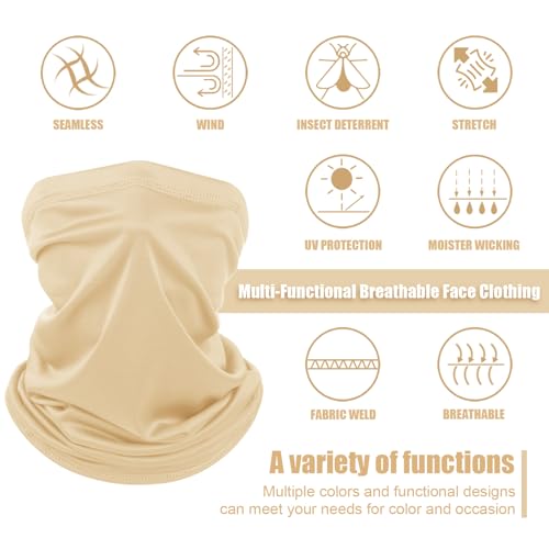 Geyoga Summer UV Protection Cooling Neck Gaiter | Sunscreen Breathable Face Scarf Bandana Mask Neck Gaiter for Outdoor Fishing Hiking Camping - color: Light Color