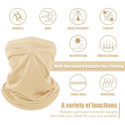 Geyoga Summer UV Protection Cooling Neck Gaiter | Sunscreen Breathable Face Scarf Bandana Mask Neck Gaiter for Outdoor Fishing Hiking Camping - color: Light Color