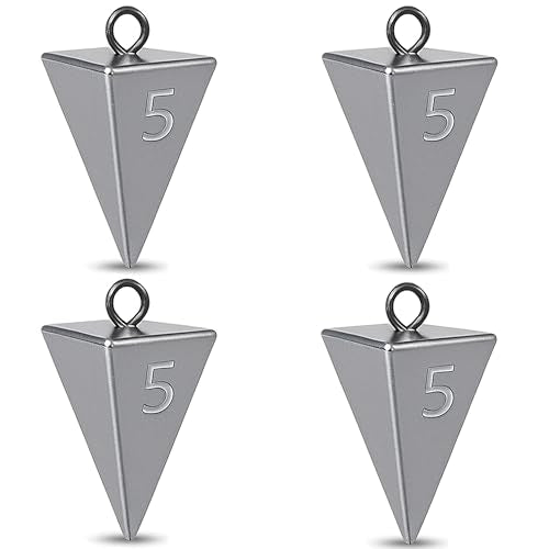 Pyramid Sinkers for Surf Fishing – Lead Fishing Weights, No-Roll Bottom Hold - style: 5oz-4pcs