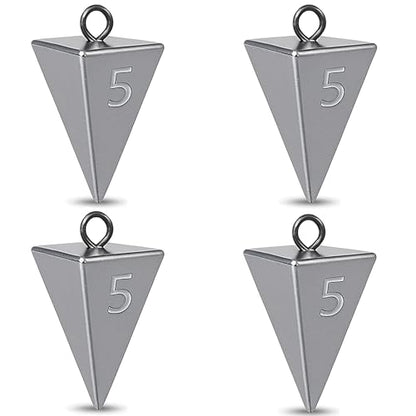 Pyramid Sinkers for Surf Fishing – Lead Fishing Weights, No-Roll Bottom Hold - style: 5oz-4pcs