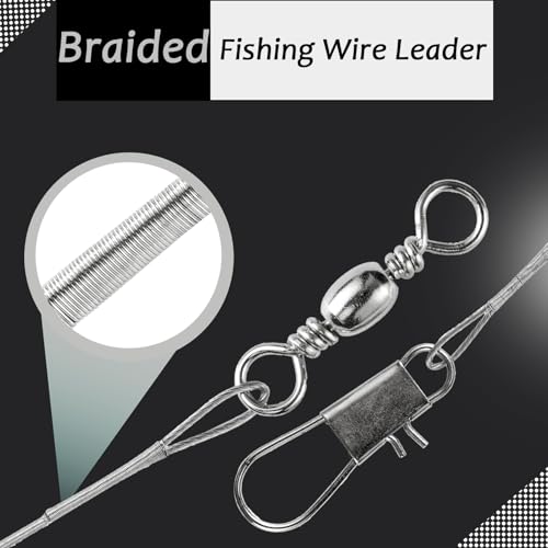 AMYSPORTS Freshwater Wire Fishing Leader Stainless Heavy Duty Wire Leader Fishing Saltwater Rigs Leaders Fishing Steel White Nickel - size: #4 (11.8in-50lb) 30pcs