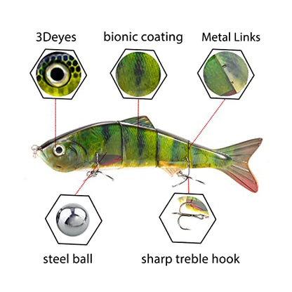 10in Multi Jointed Swimbait Fishing Lures Bait,4 Segment Big Giant Sinking Fishing Bass Lures,Crankbaits Swimbaits with Treble Hook - color: 10in,4.76oz-Color I